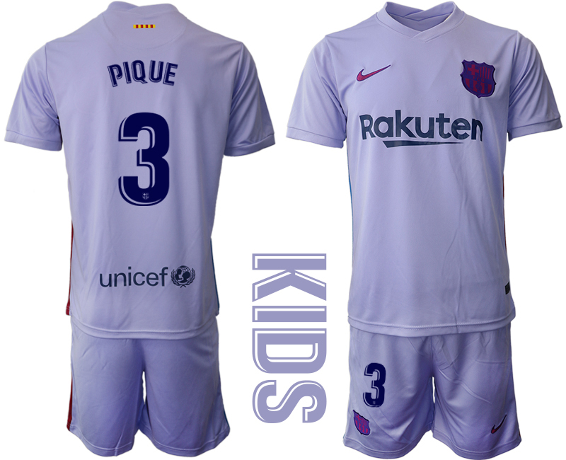 Youth 2021-2022 Club Barcelona away purple #3 Soccer Jersey